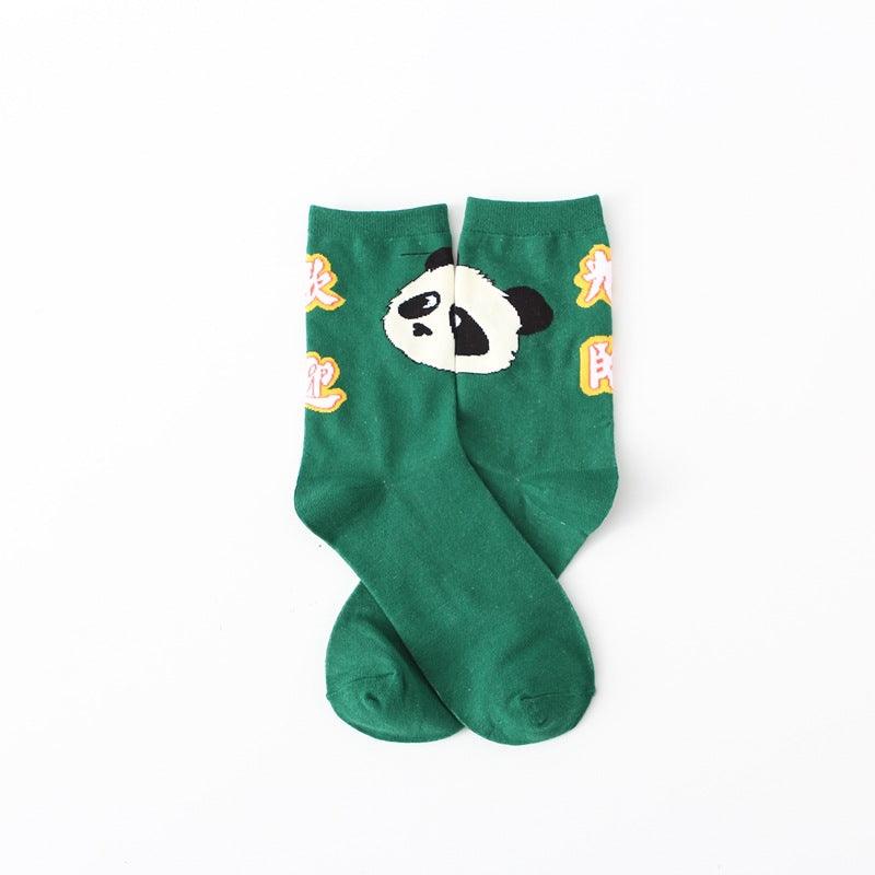 Cute Giant Panda All Cotton Mid-calf Length Combed Cotton High Tube Students' Socks - Nioor