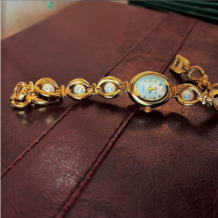 New Mid-ancient Light Luxury Imitation Pearl Watch Temperamental Bracelet Women's Watch - Nioor