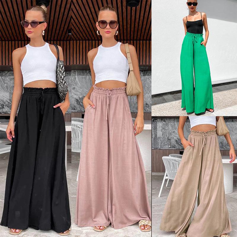 Elastic Waist Fashion Casual Wide-leg Pants For Women - Nioor