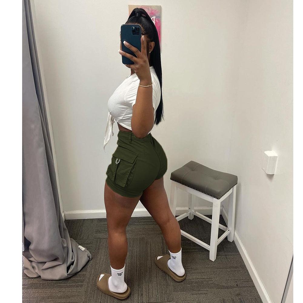 European And American Ins Style Fashion Street Shooting Straight High Waist Slimming Solid Color Workwear Shorts - Nioor