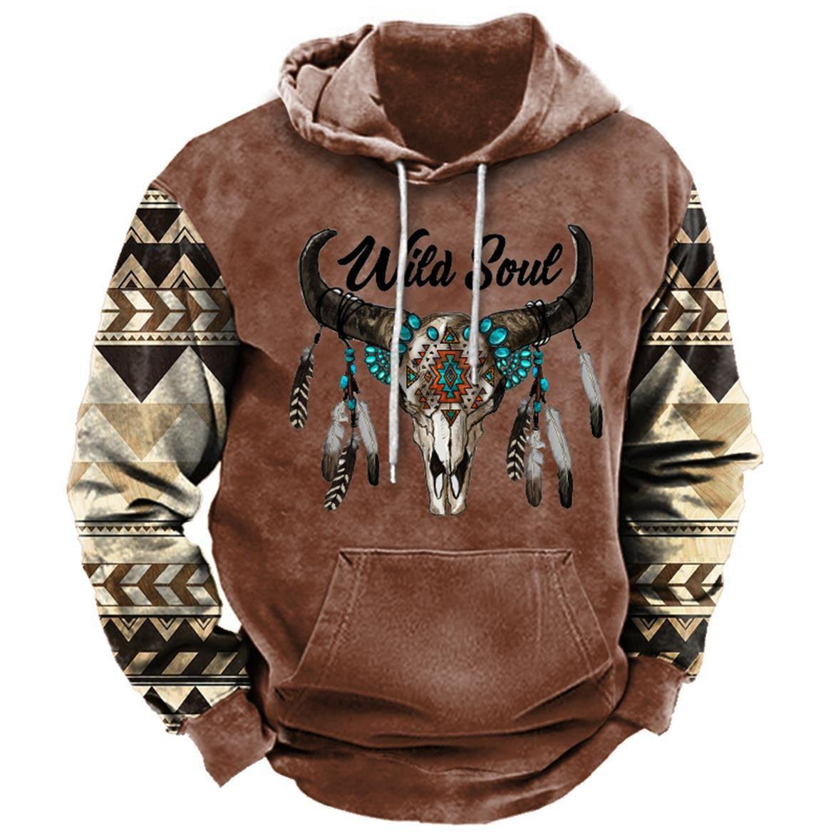 Western Style Printed Street Sports Fashion Trend Hoodie - Nioor