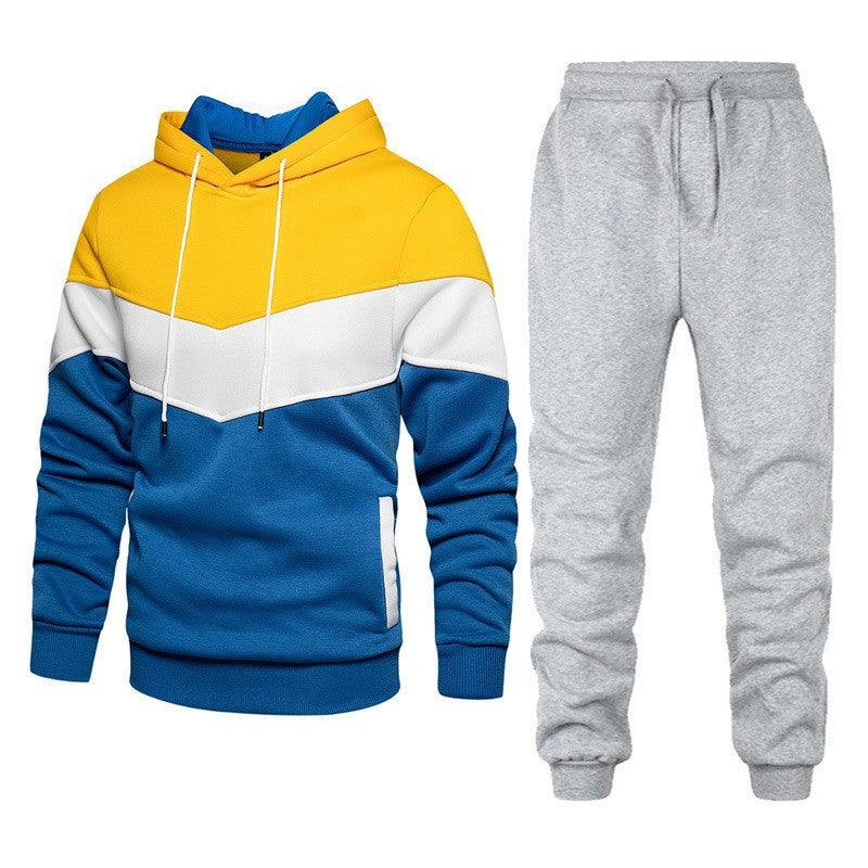 Autumn And Winter Sports Sweater Suit Men's Color Matching Hoodie Suit - Nioor