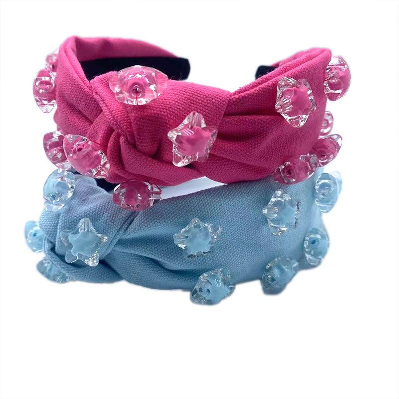 Cute Hairware Hand-stitched Five-pointed Star Solid Color Wide-brimmed Holiday Party Headband - Nioor