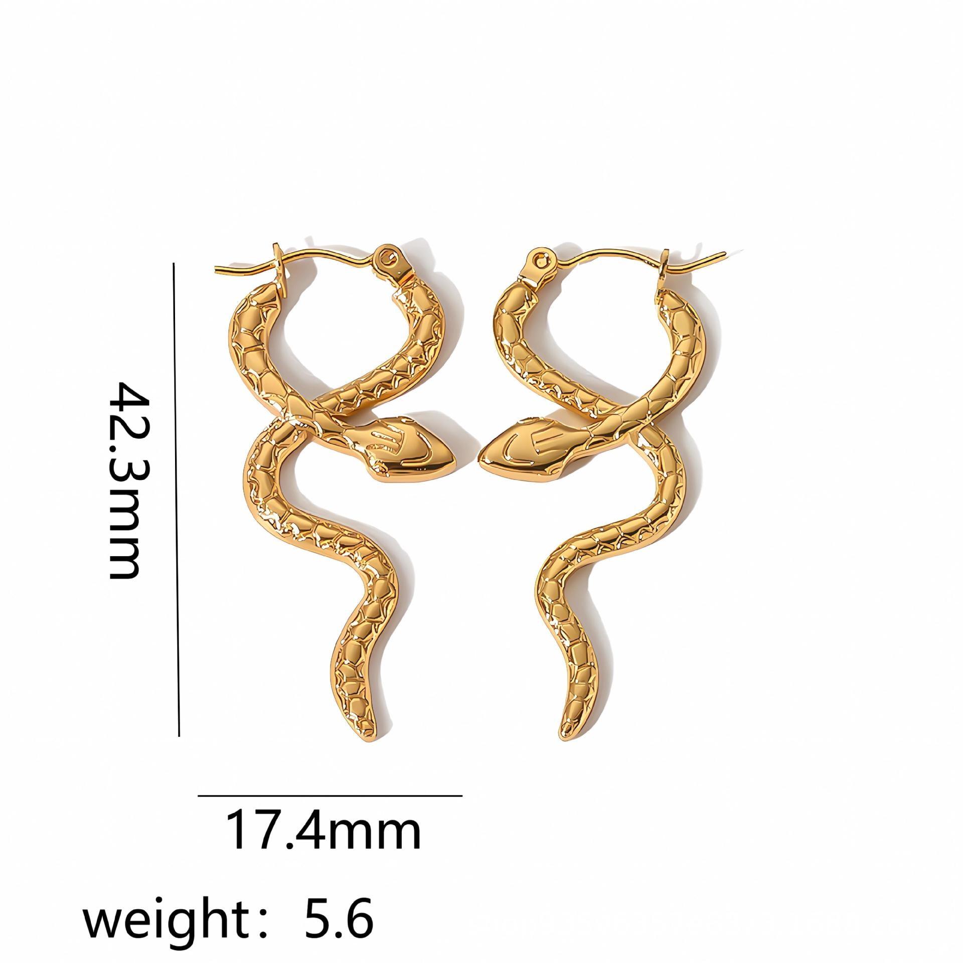 Serpentine Titanium Steel Ear Clip 18K Gold-plated Stainless Steel - Nioor