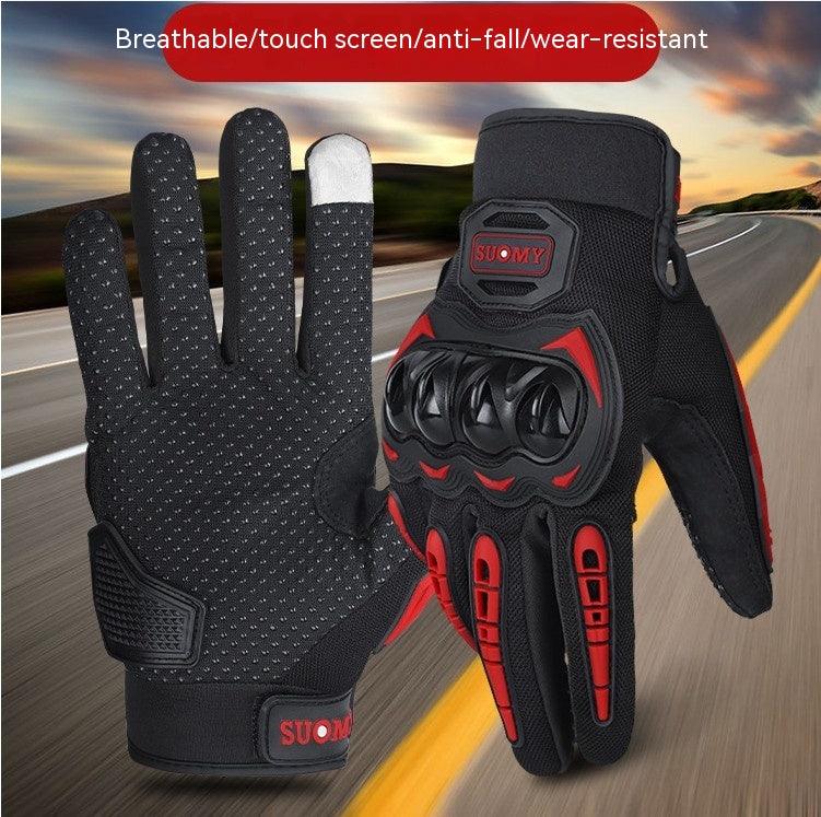 Men's Full Finger Case Drop-resistant Touch Screen Breathable Motorbike Gloves - Nioor