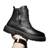 Men's Casual Leather Boots Increase Leather Shoes - Nioor