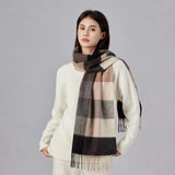 Wool Scarf Winter Popular Women's Men's Thickening Minimalist Plaid - Nioor