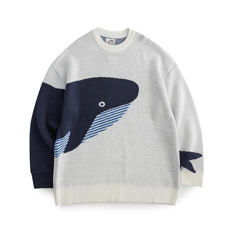 Autumn And Winter New Whale Jacquard Knitted Sweater For Men - Nioor