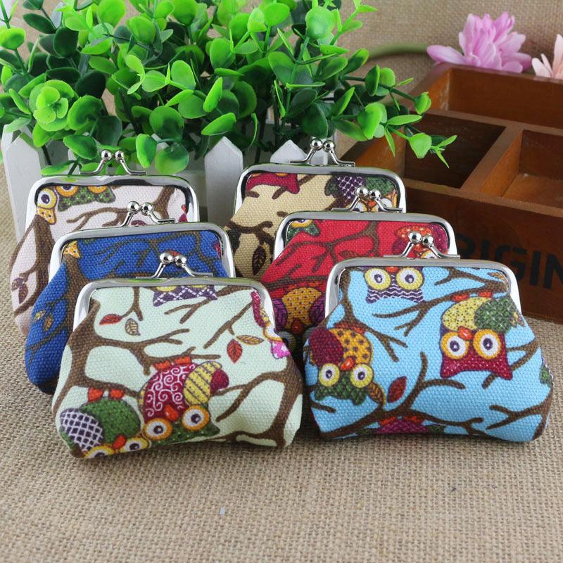 Korean lovely small zero purse lady canvas owl cartoon children coin bag Yiwu small purse wholesale - Nioor