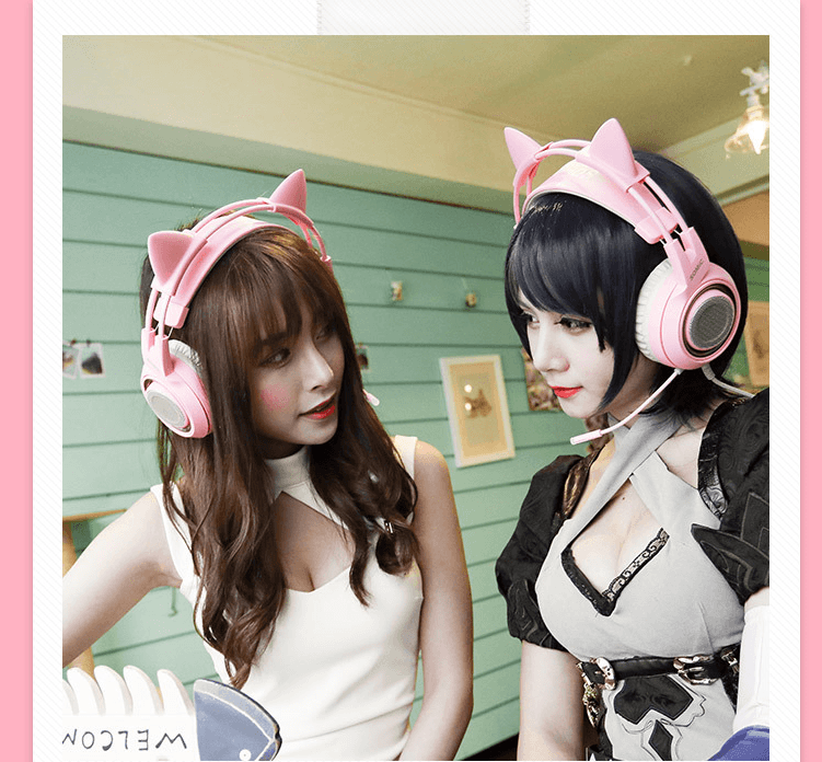 G951 Gaming Headset USB 7.1 Virtual Surround Sound Headsets LED Cat Ear Headphones - Nioor