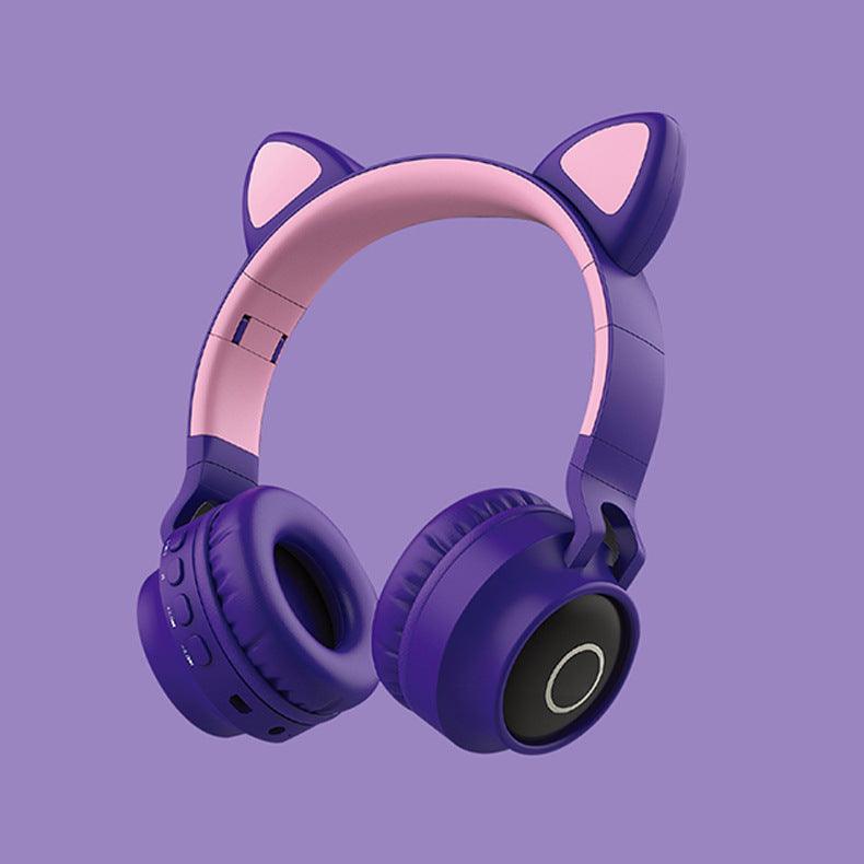 LED Light Cat Ear Headphones Wireless Bluetooth 5.0 Headset Portable Foldable Kids Headphone With Microphone Best Gift - Nioor