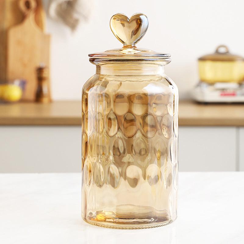 Stained Glass Sealed Jar Love Glass Bottle Household Transparent With Lid Kitchen Food Storage Jar Kimchi Jar - Nioor