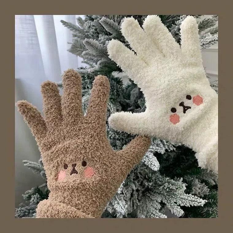 Warm Lady Winter Knitting Plush Gloves - Nioor