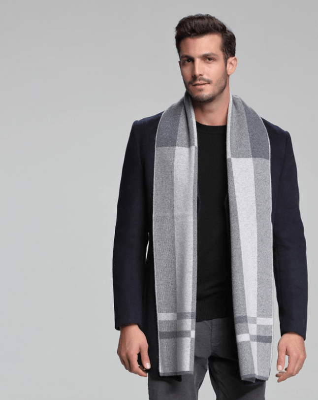 autumn and winter new men's scarf cashmere tide men's business casual thick warm scarf long double-sided - Nioor