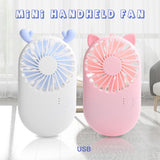 Summer 1pc Cute Portable Mini Fan Handheld USB Chargeable Desktop Fans 3 Mode Adjustable Summer Cooler For Outdoor Travel Office - Nioor