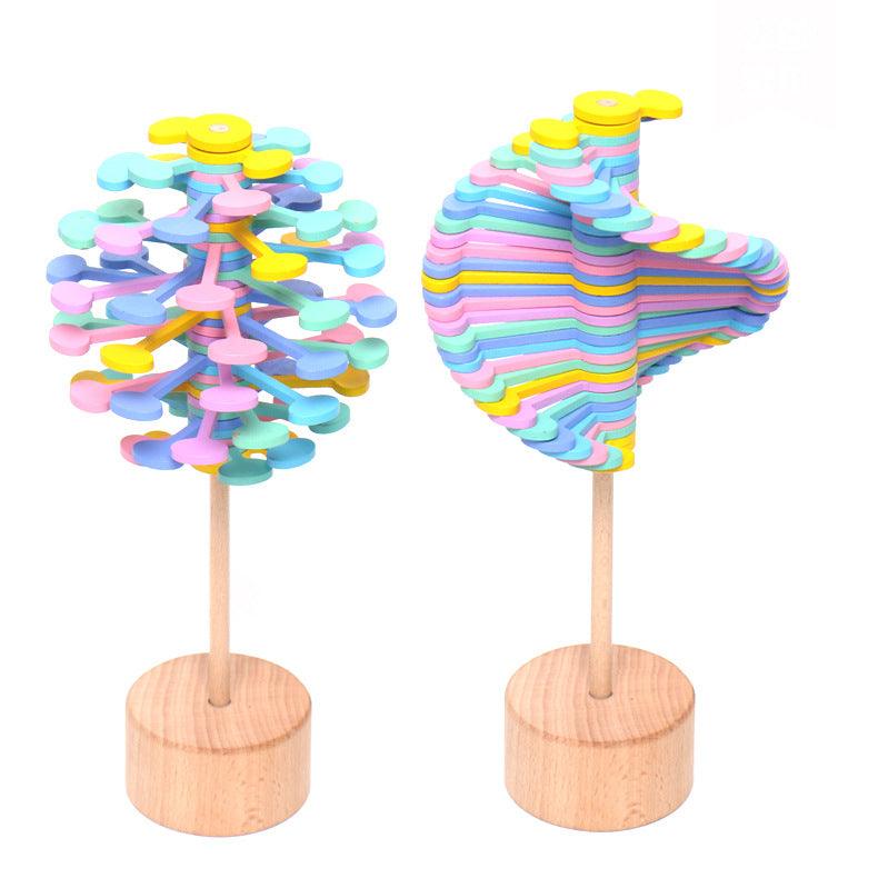 Solid Wooden Rotating Lollipop Fischer Series Creative Ornaments Decompression Toys Decompression Artifact Gyro - Nioor