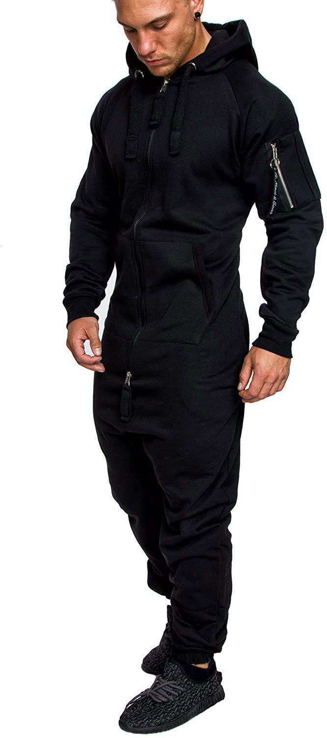 Autumn And Winter New Men's Hooded Fleece Jumpsuit - Nioor