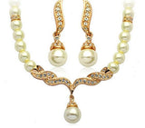 Factory Direct Korean Version, Elegant Angel Wings, Fashionable Pearl Necklace, Earrings, Bridal Suit 9086 - Nioor