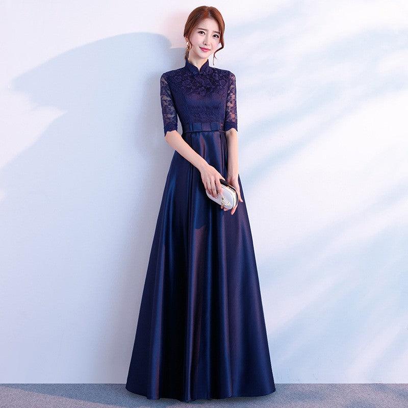 The End Elegant Long Sleeve Thin Company Annual Meeting Black Dress Dress Long Section - Nioor