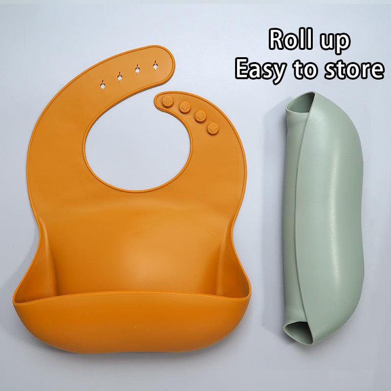 Soft Waterproof Silicone Baby Bib with Food Catcher, Baby Silicone Bib - Nioor