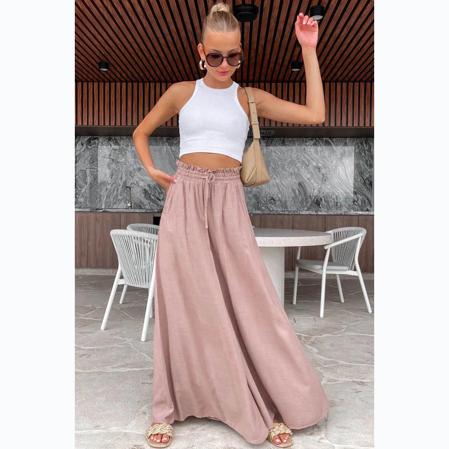 Elastic Waist Fashion Casual Wide-leg Pants For Women - Nioor