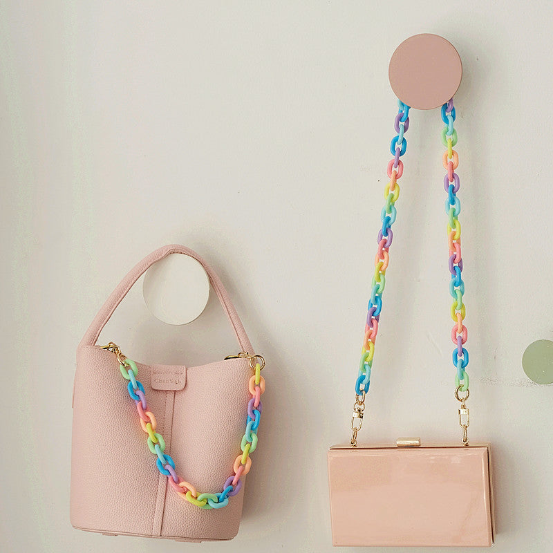 Fashion Candy Color Mobile Phone Charm Colorful Mixed Resin Chain Acrylic Chain Shoulder Crossbody