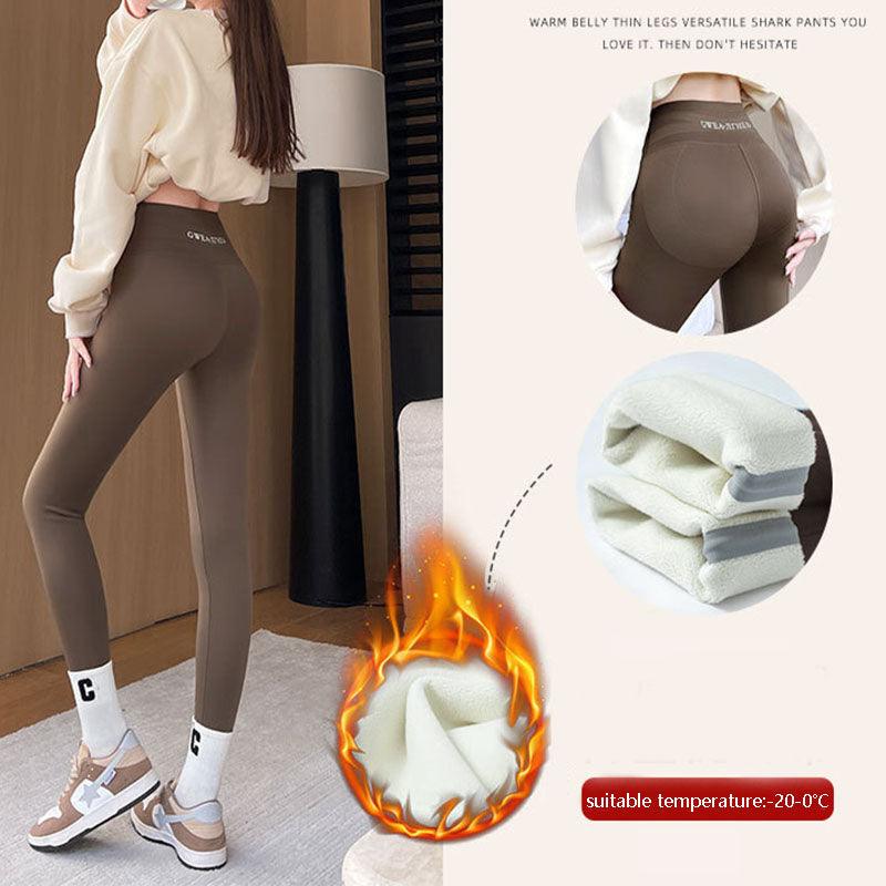 Fleece Thickened Leggings Winter -20 To 5 Shark Pants For Women High Waist Tight Skinny Tummy Control Buttocks Slimming Yoga Pants - Nioor