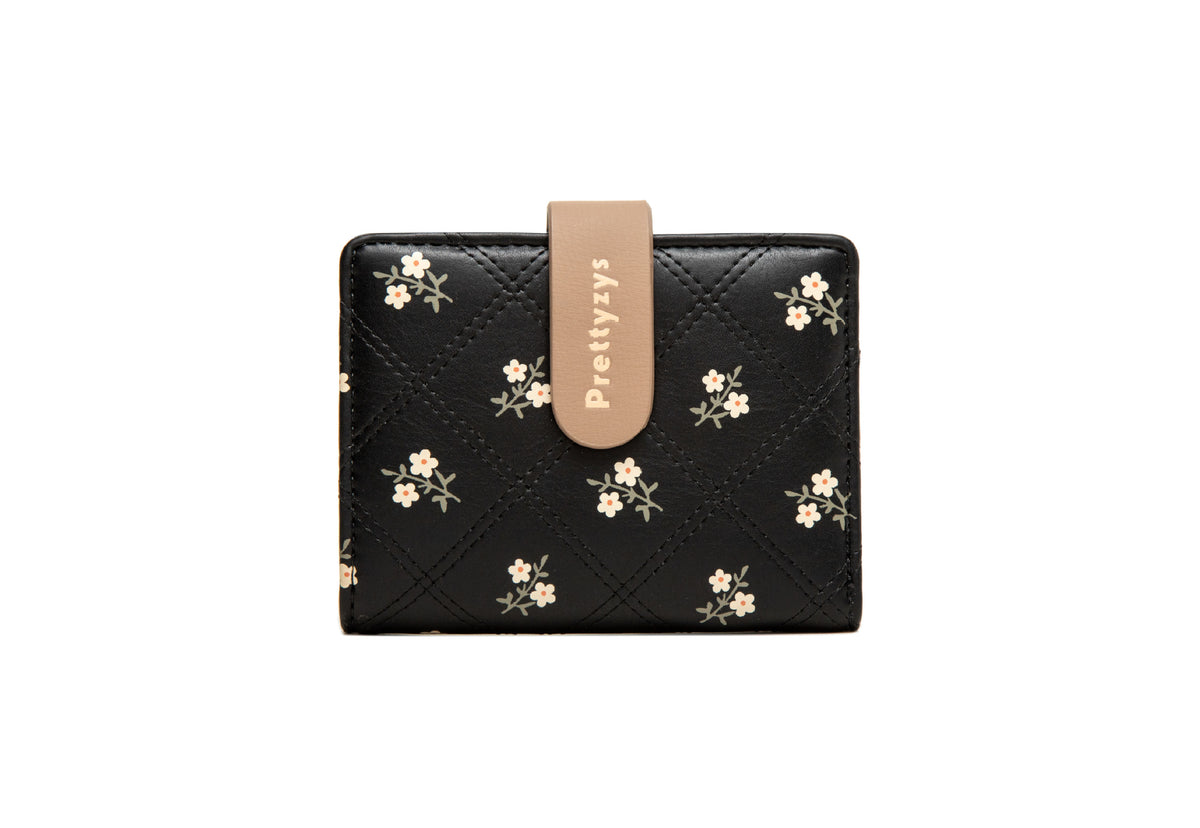 Women's Soft Printed Buckle Folding Small Wallet Multiple Card Slots Integrated Card Holder