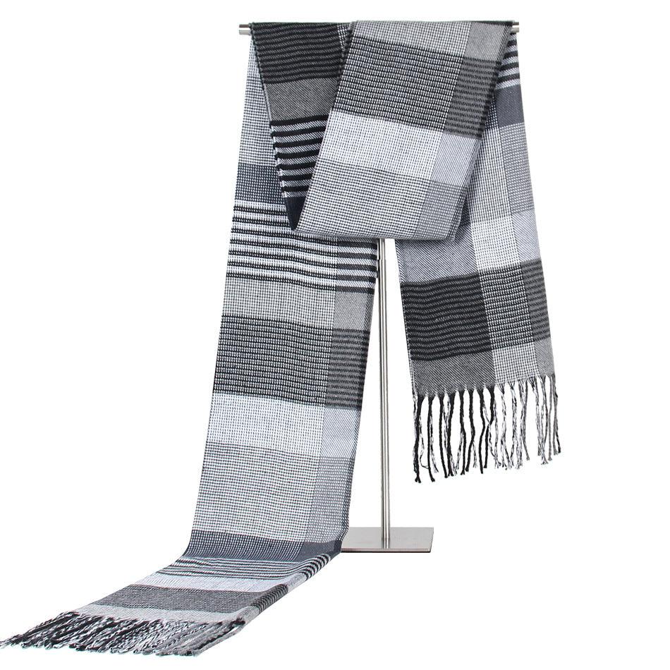 Autumn And Winter New Korean Style Plaid Middle-aged And Elderly Men's Scarf Cashmere-like Warm Scarf Gifts Promotional Products - Nioor