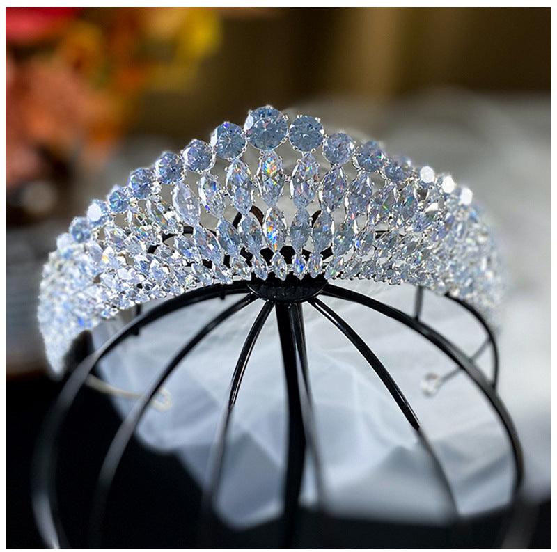 Full Diamond Super Flash Zircon Crown Headdress Queen Headband - Nioor