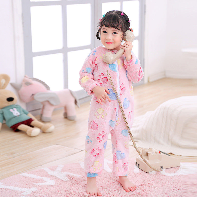 Children's Autumn And Winter Flannel One-piece Romper