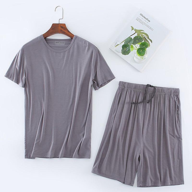 Men's Modal T-shirt Set Short Sleeve Shorts Home Suit - Nioor