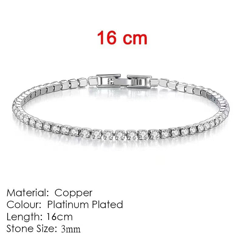 4mm Single Row Diamond All-match Simple Bracelet Women