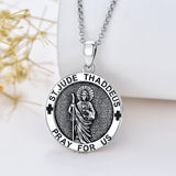 925 Sterling Silver Saint Jude Pendant Necklace - Nioor