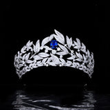 Sapphire Crown Copper Micro Inlay AAA Zircon Crown Wedding Headdress - Nioor