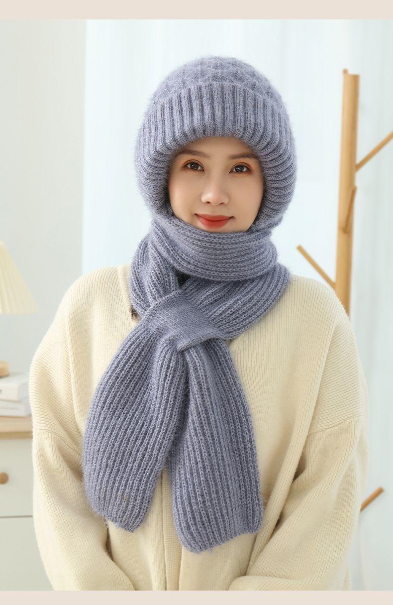 Women's Fleece-lined Autumn And Winter Scarf Hat Integrated - Nioor