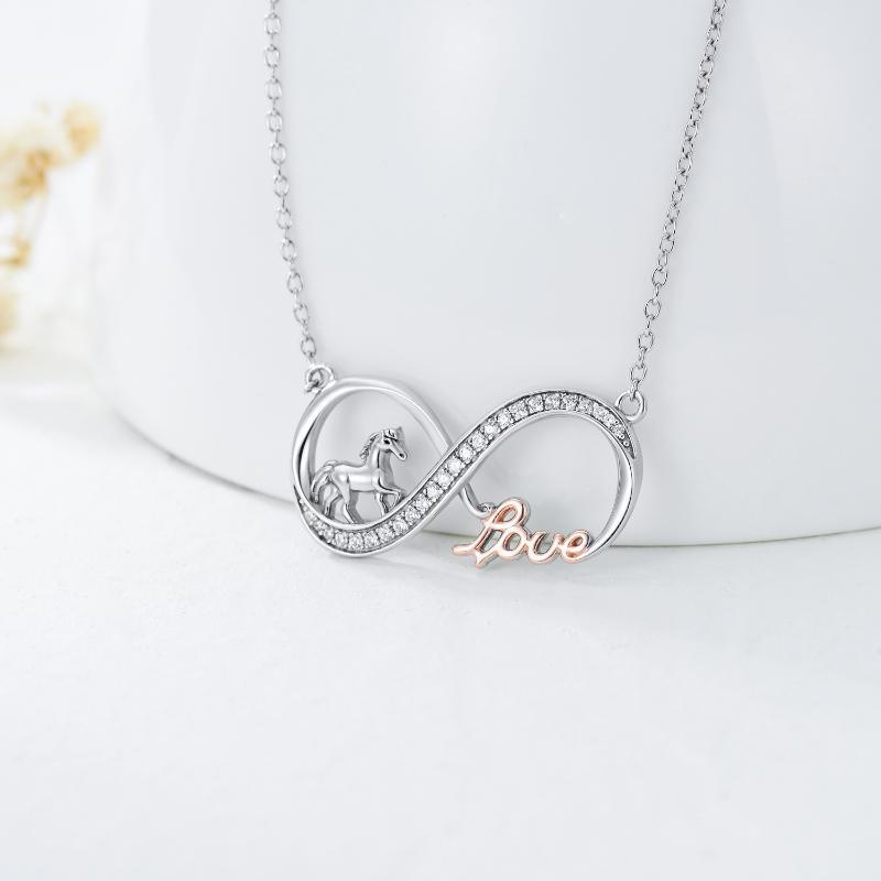 Horse Infinity Love Necklace Sterling Silver Jewelry Gift for Women - Nioor