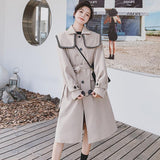 Black Navy Collar Trench Women's Mid-length Spring This Year's Popular High-end Chic Coat - Nioor