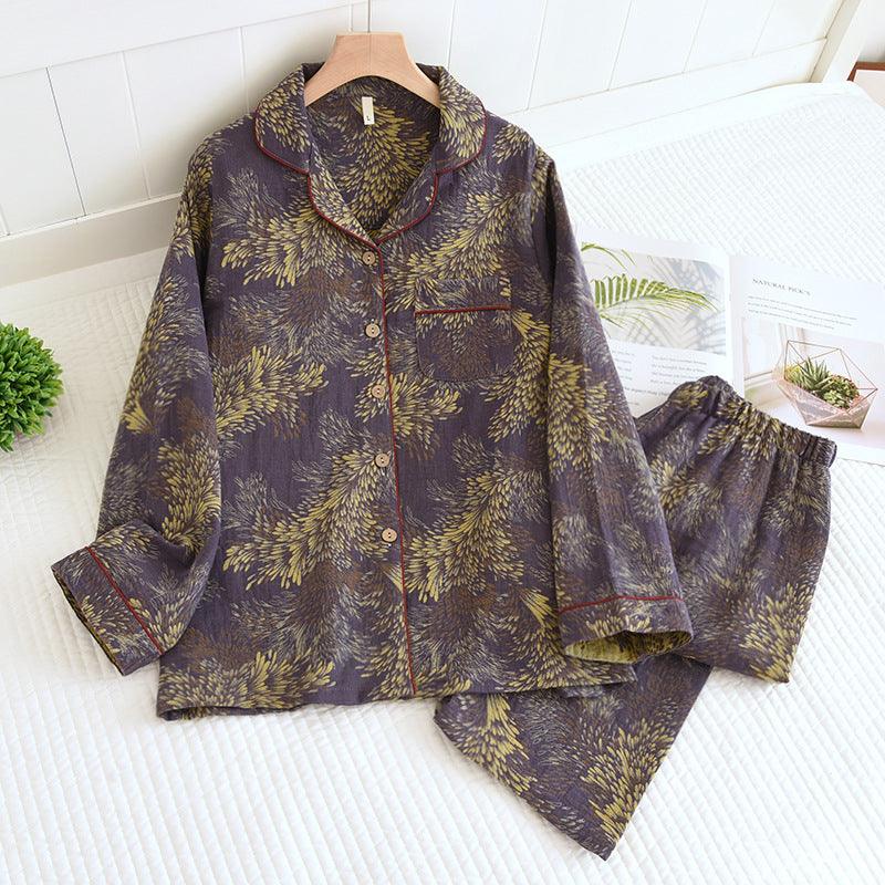 Winter Couple Yarn-dyed Cotton Pajamas Long Sleeve Can Be Outerwear Homewear Men's Suit - Nioor