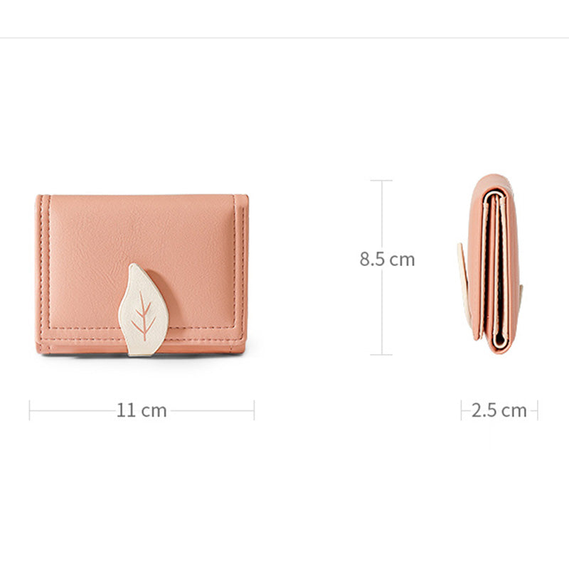 Fashion Folding Short Women's Creative Color Contrast Leaf Wallet