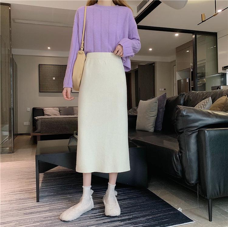 Women's Fashion Solid Color Straight Hip Skirt - Nioor