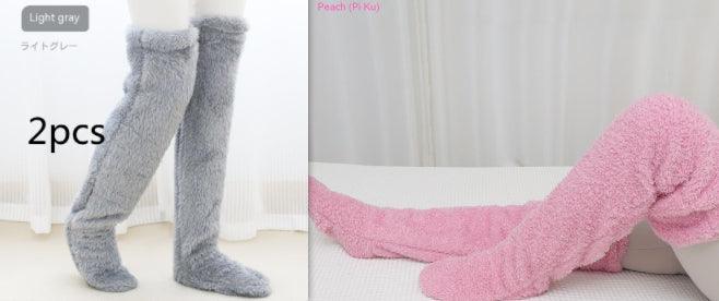 Over Knee High Fuzzy Long Socks Winter Warm Cold Leg Knee Joint Cold-proof Stockings Home Floor Sleeping Socks - Nioor