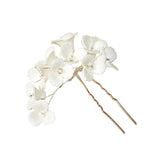 White Three Dimensional Flower U Shaped Hairpin - Nioor