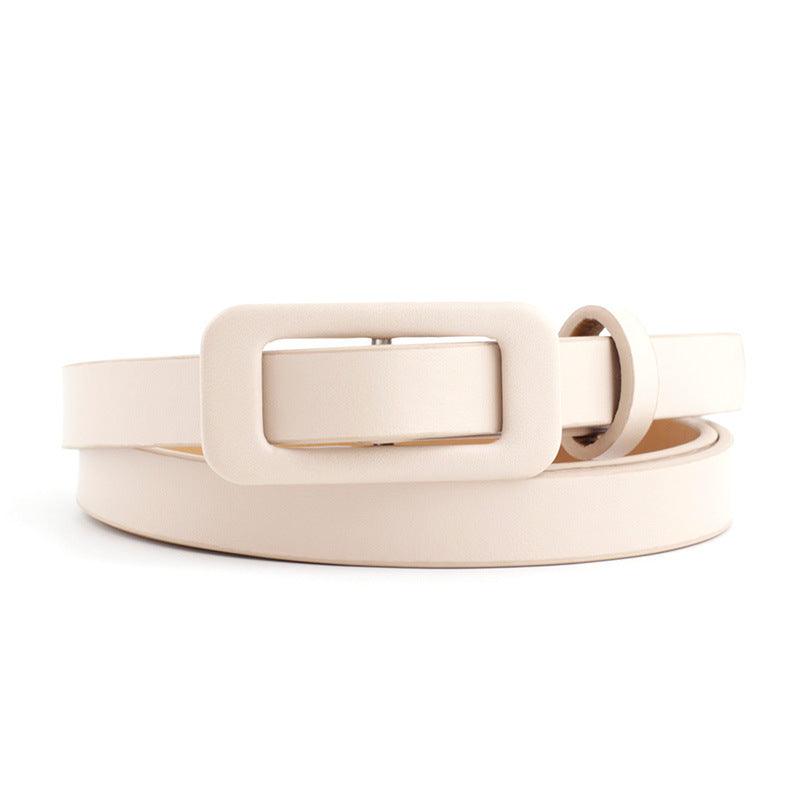 Solid Color Women's Nude Pu Small Belt - Nioor