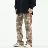 Camouflage High Waist Loose Straight Retro Workwear Casual Pants