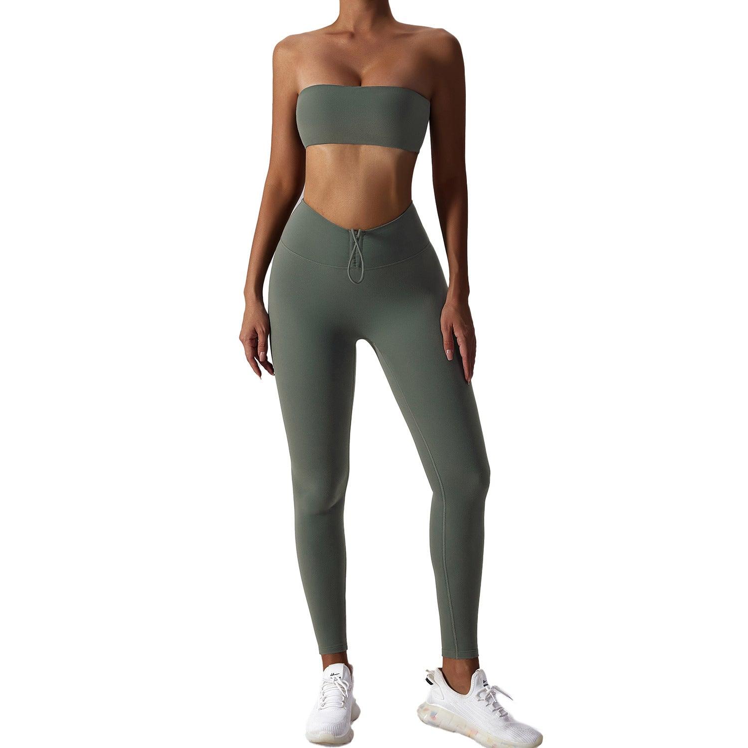 Basic Sports Nude Feel Skinny Yoga Clothes Suit For Women - Nioor