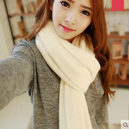 Casual Solid Color Warm And Long Couple Scarf - Nioor