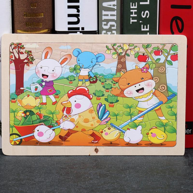 80PCS wooden educational toys educational development baby kids training toys children animal puzzle - Nioor