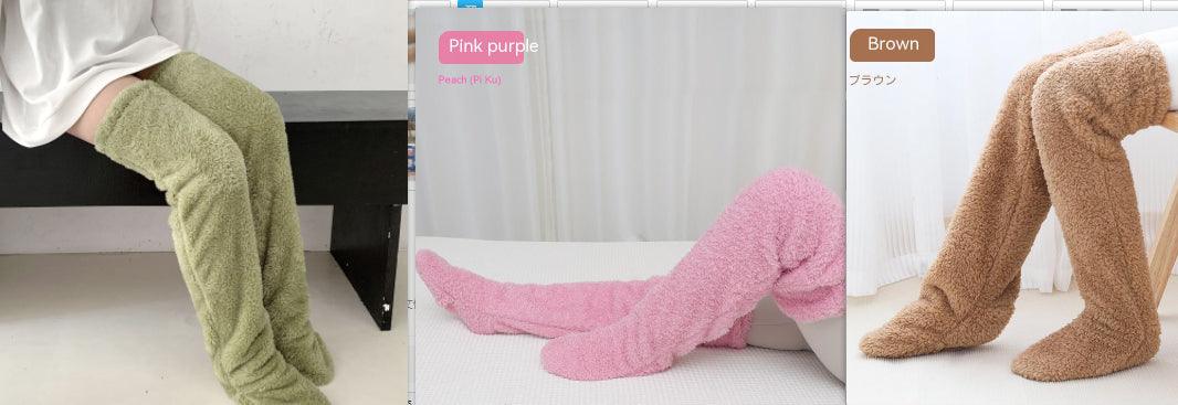 Over Knee High Fuzzy Long Socks Winter Warm Cold Leg Knee Joint Cold-proof Stockings Home Floor Sleeping Socks - Nioor