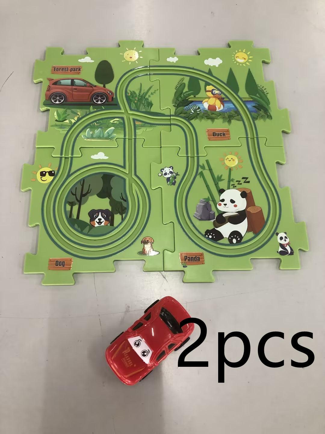 Children Puzzle Electric Railroad Speeder DIY Assembly Electric Car Automatic Rail City Scene Construction Education Toy Gift - Nioor